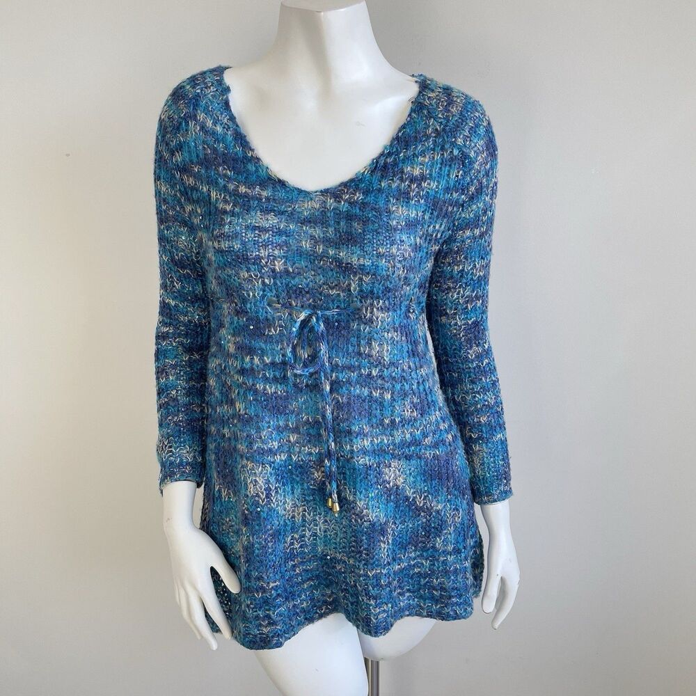 Miss Morena Tie‎ Waist Whimsigoth Fairycore Boho Sequins Y2K Sweater Size Small